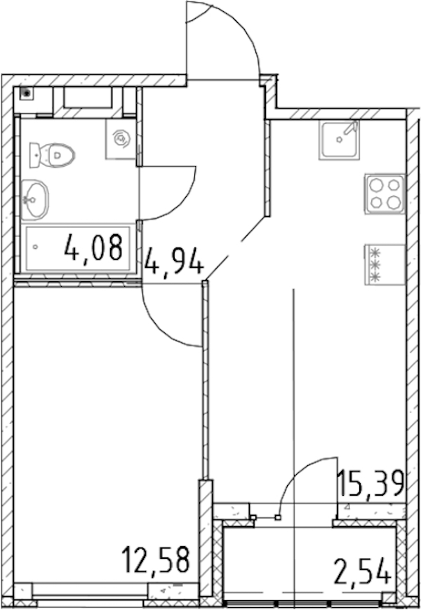 1-комнатная квартира 36.99 м², 23/23 эт., ЖК «Город Первых»